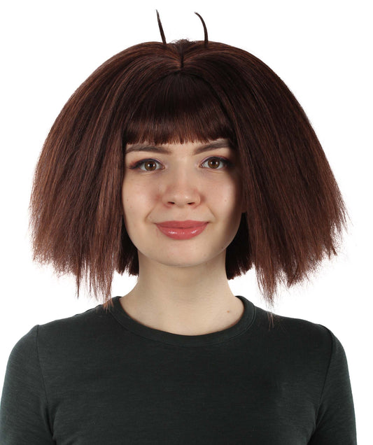 Adventure Girl , Short Brown Oversized Cartoon Bob Wig , Premium Halloween Hair