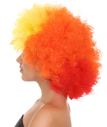 Clown Afro Unisex Wig | Jumbo Super Size Yellow Orange Character Halloween Wig | Premium Breathable Capless Cap