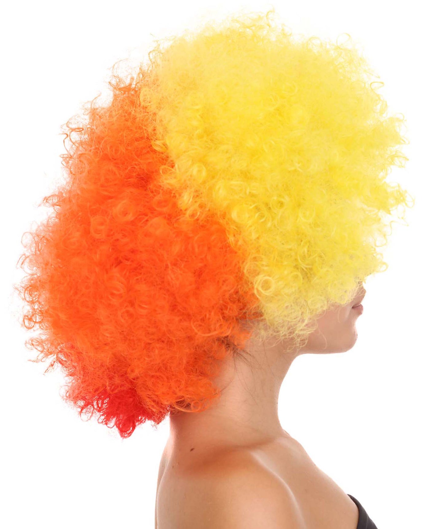 Clown Afro Unisex Wig | Jumbo Super Size Yellow Orange Character Halloween Wig | Premium Breathable Capless Cap