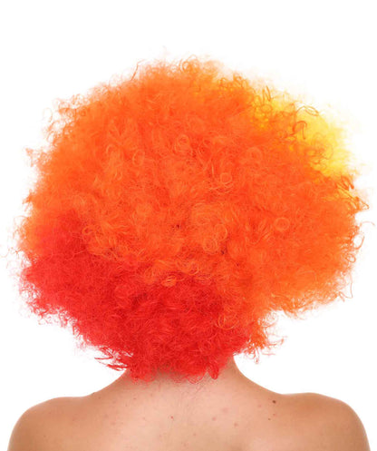 Clown Afro Unisex Wig | Jumbo Super Size Yellow Orange Character Halloween Wig | Premium Breathable Capless Cap