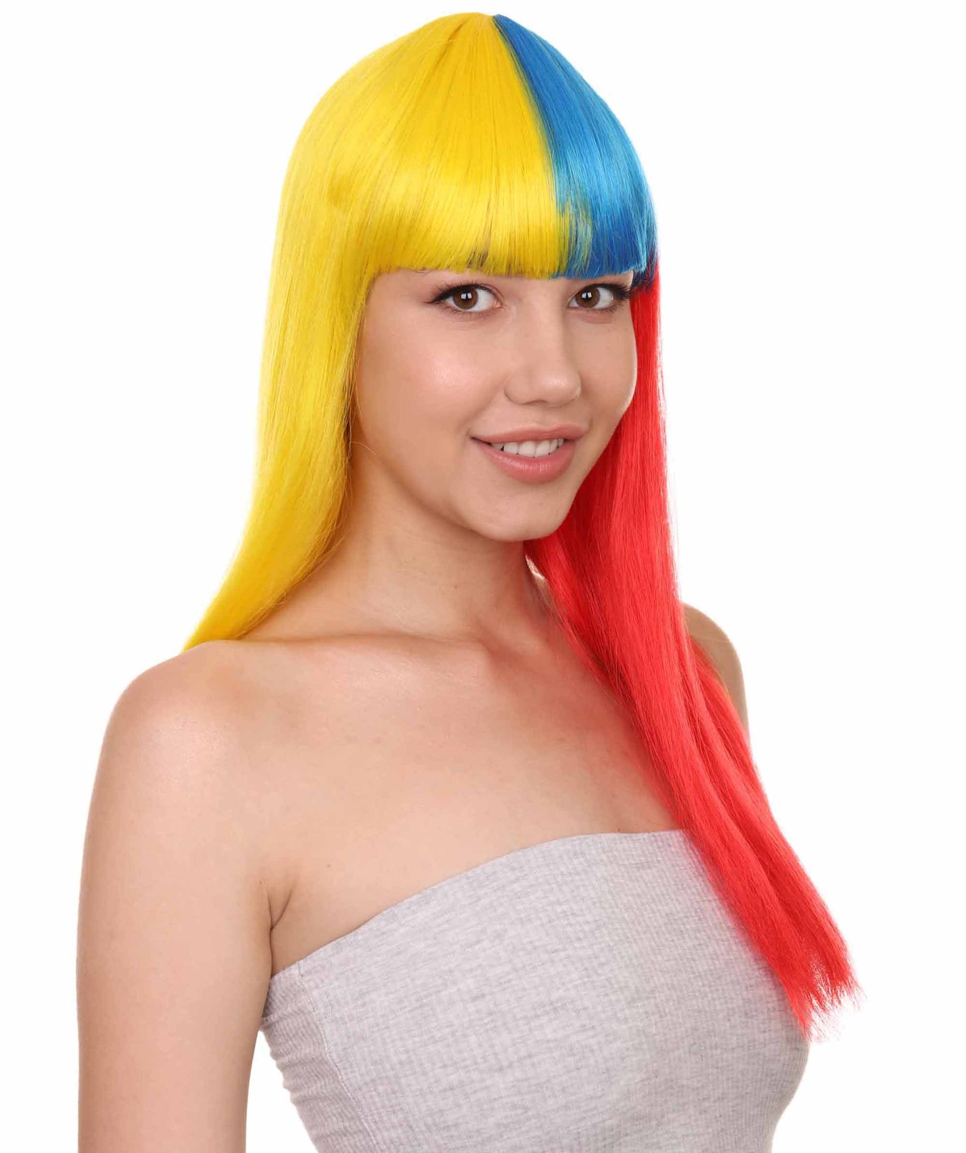 Colombia Flag Long Bob Wig