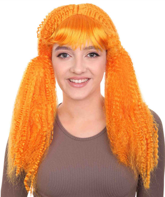 Orange Long Curly Ponytail Cosplay Women's Wig