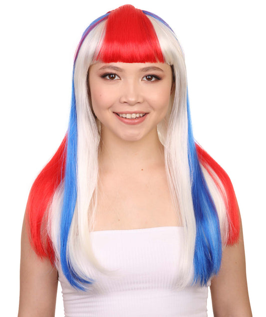 Costa Rica Flag Long Bob Wig