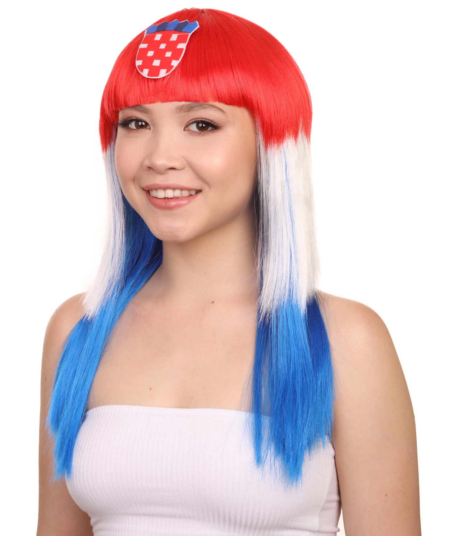 Croatia Flag Long Bob Wig