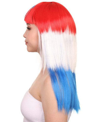 Croatia Flag Long Bob Wig