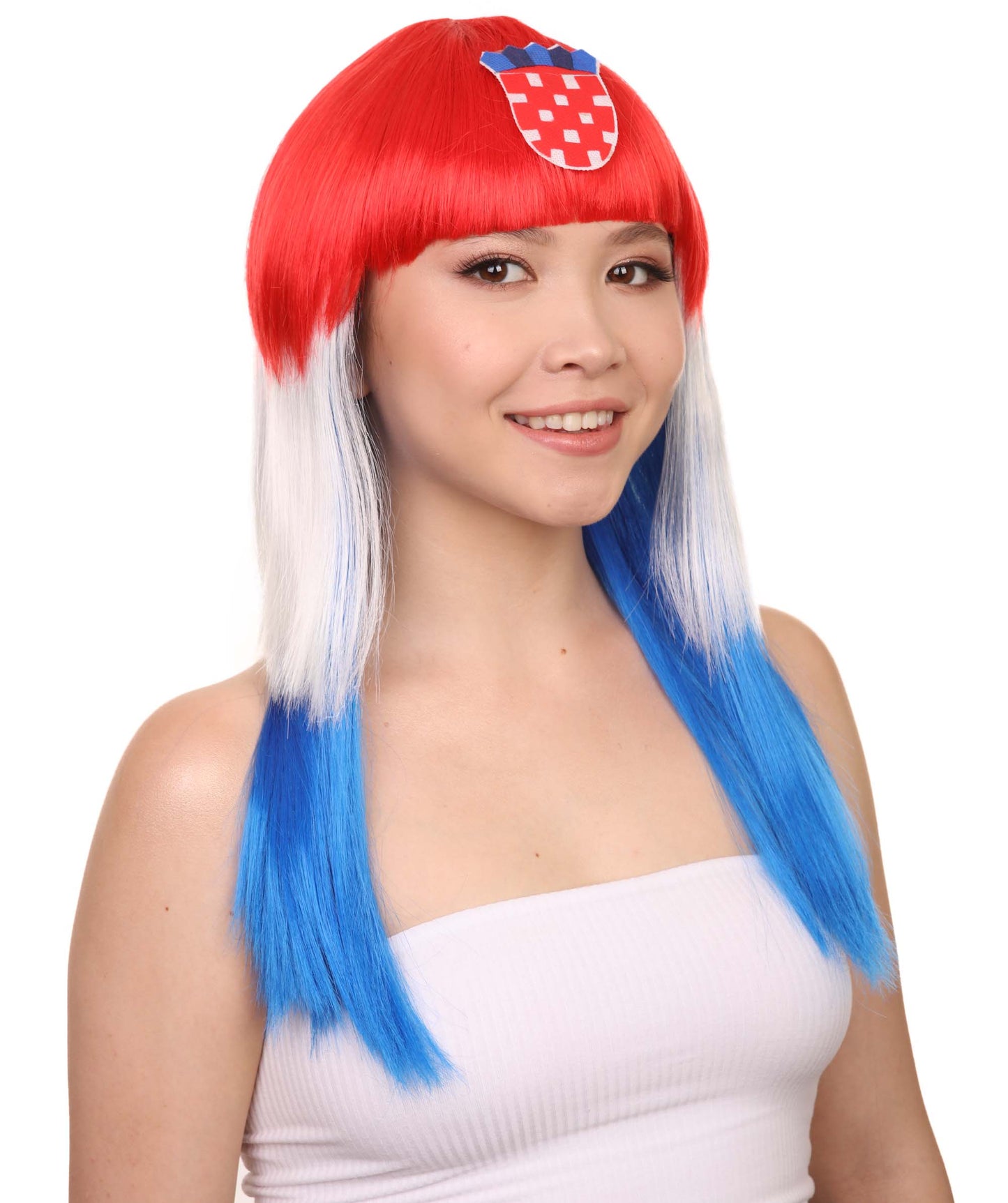 Croatia Flag Long Bob Wig