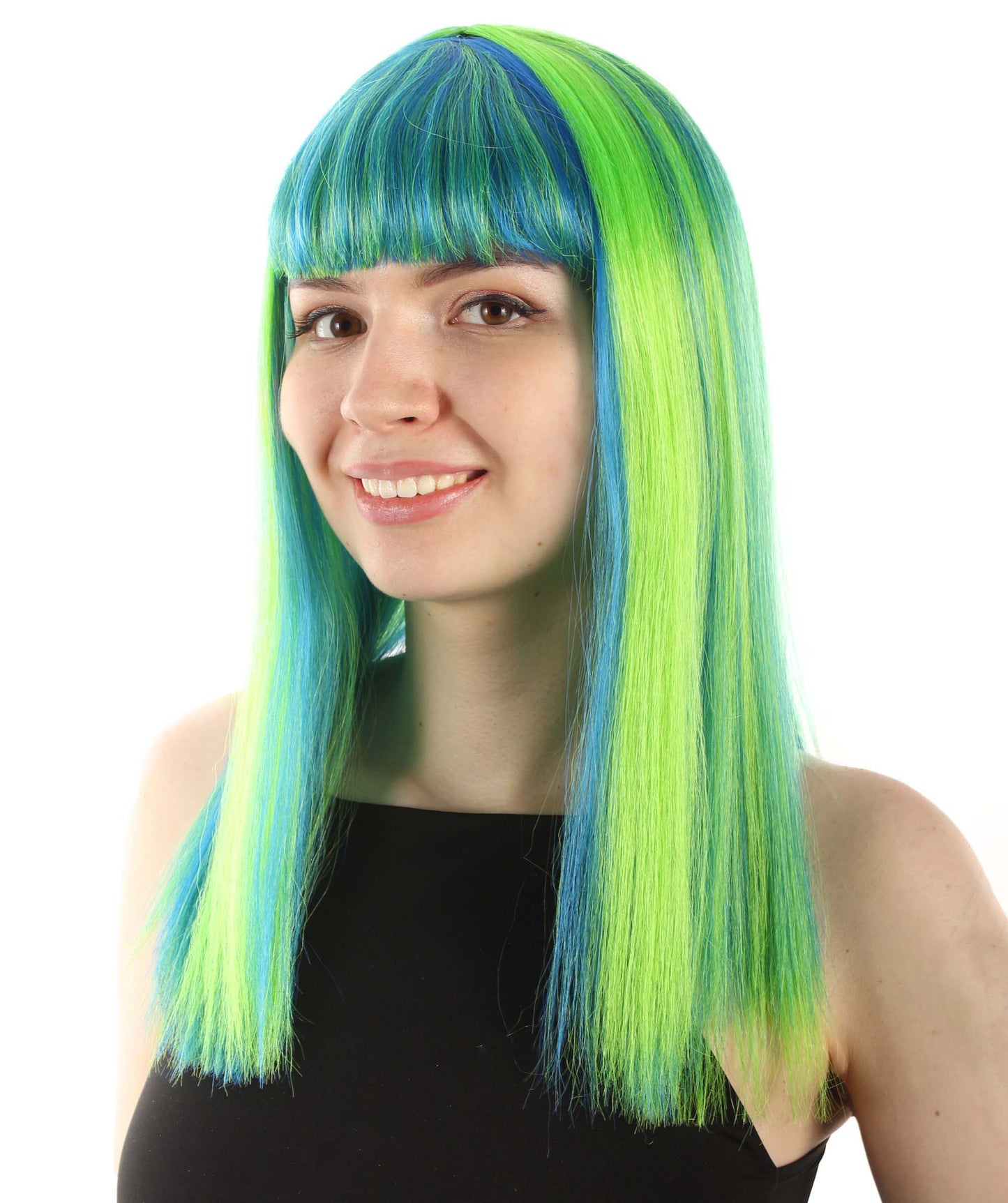 Green Ombre Straight Length Diva Wig