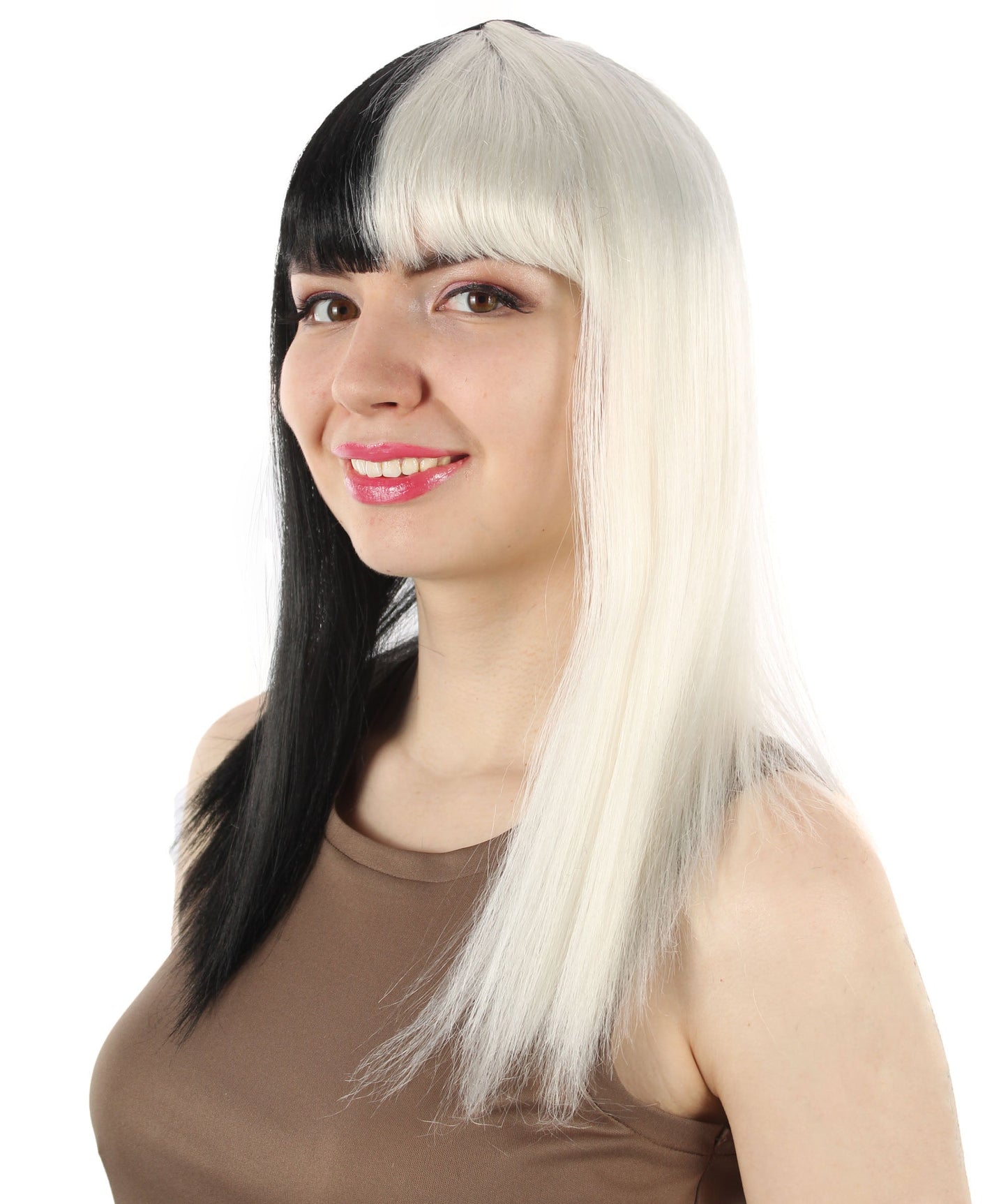 Women's 18" Inch Silky Medium Straight Length Diva Wig, Multiple Color Synthetic Hair with Bangs | HPO