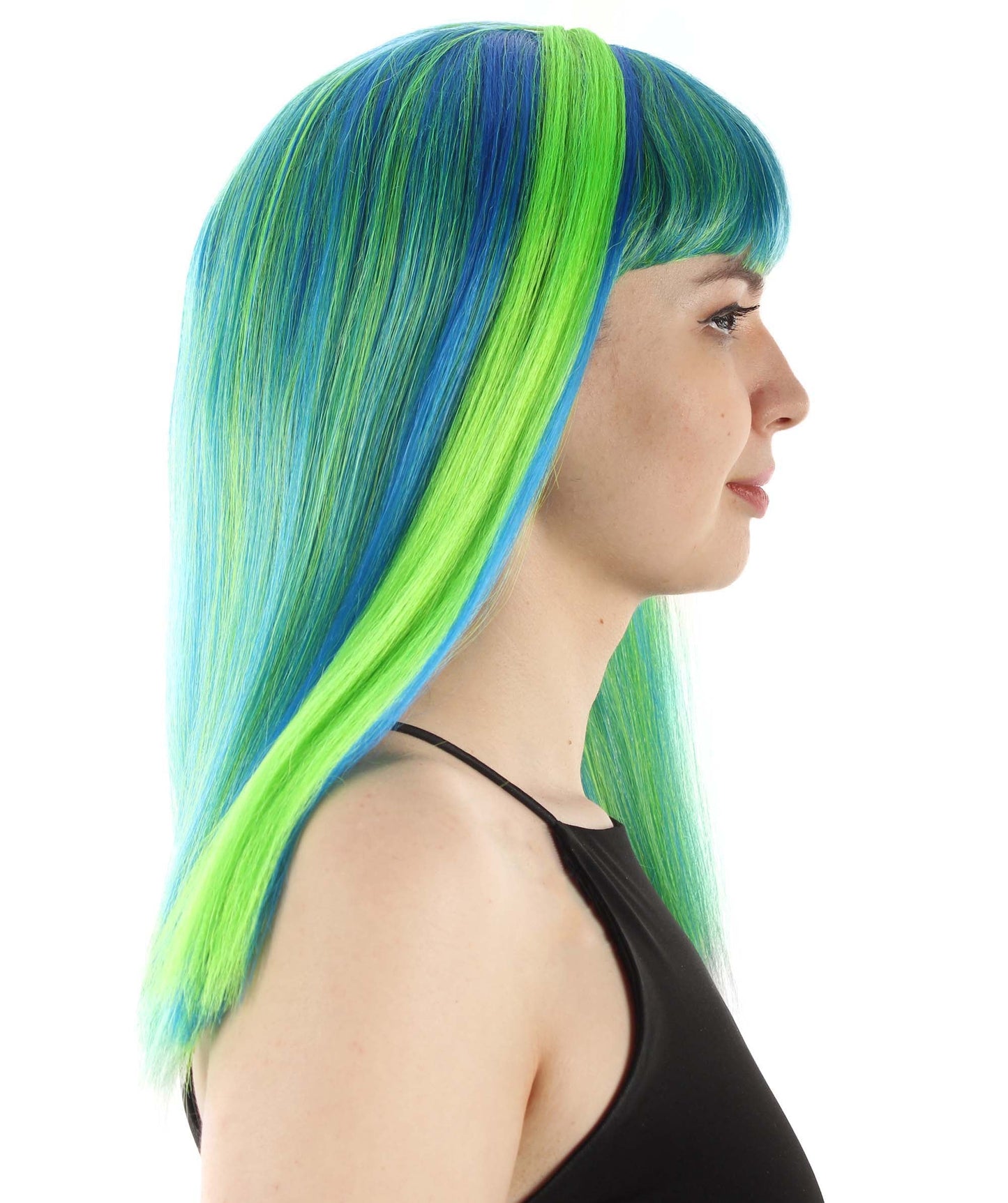 Green Ombre Straight Length Diva Wig