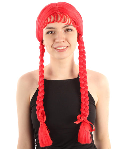 Red Multiple Colors Option Long Braided Wig