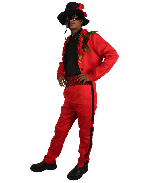 Men's Halloween Fancy Horror Senor Celebration Costume, Black & Red Color
