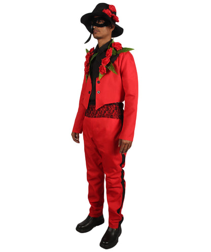 Men's Halloween Fancy Horror Senor Celebration Costume, Black & Red Color