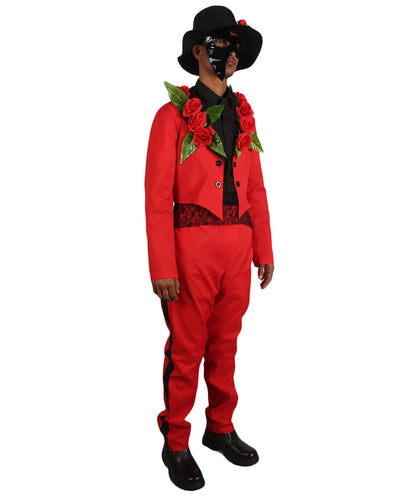 Men's Halloween Fancy Horror Senor Celebration Costume, Black & Red Color