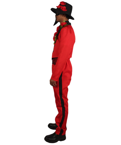 Men's Halloween Fancy Horror Senor Celebration Costume, Black & Red Color