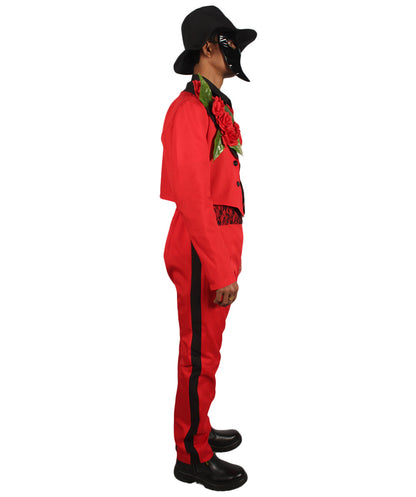 Men's Halloween Fancy Horror Senor Celebration Costume, Black & Red Color