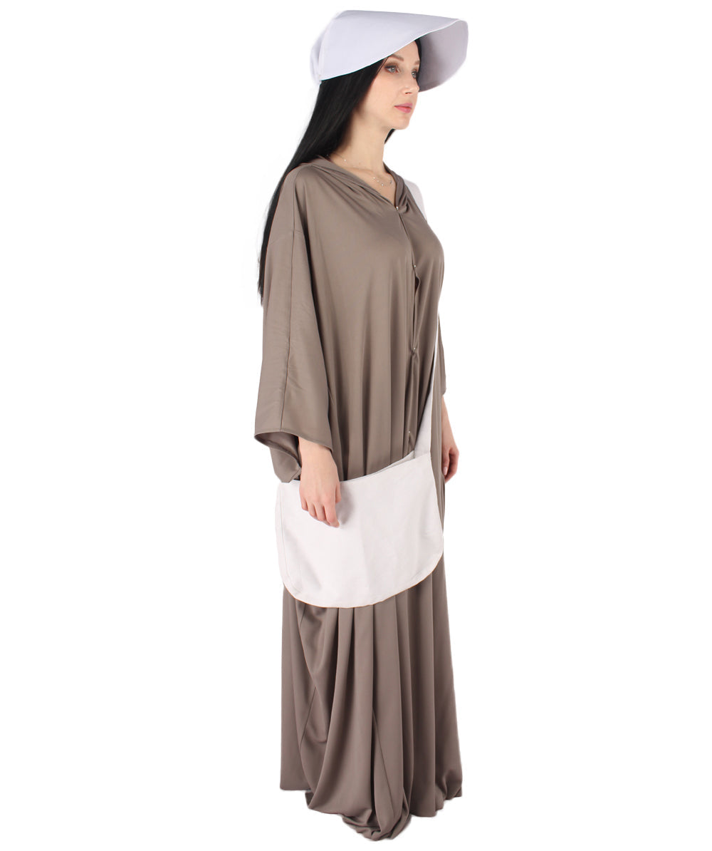 Women's Robe Handmaid Costume with Bag and Bonnet | Grey Fancy Costume