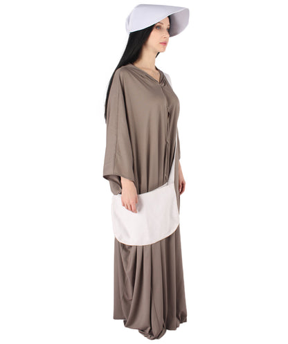 Women's Robe Handmaid Costume with Bag and Bonnet | Grey Fancy Costume