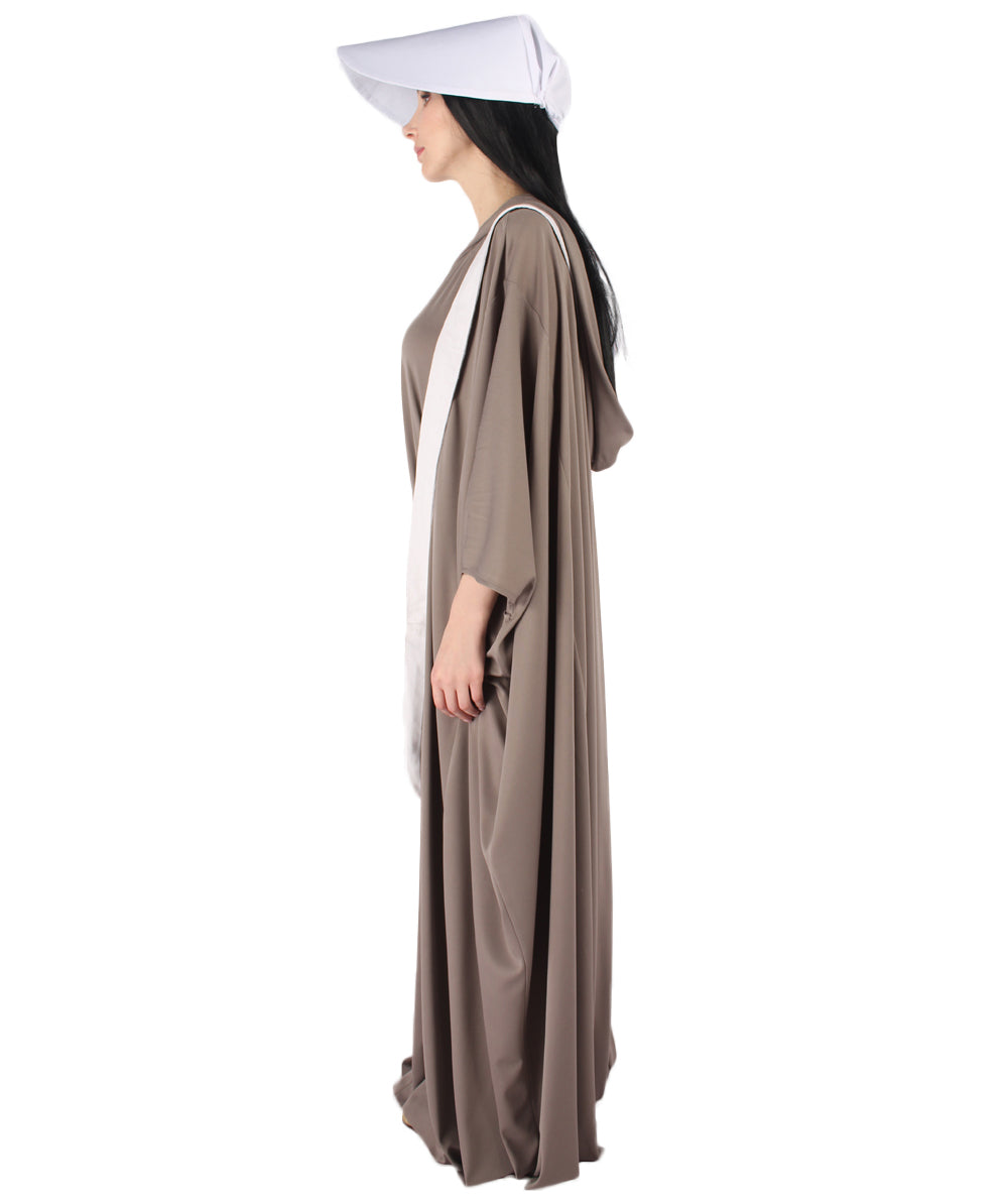 Women's Robe Handmaid Costume with Bag and Bonnet | Grey Fancy Costume