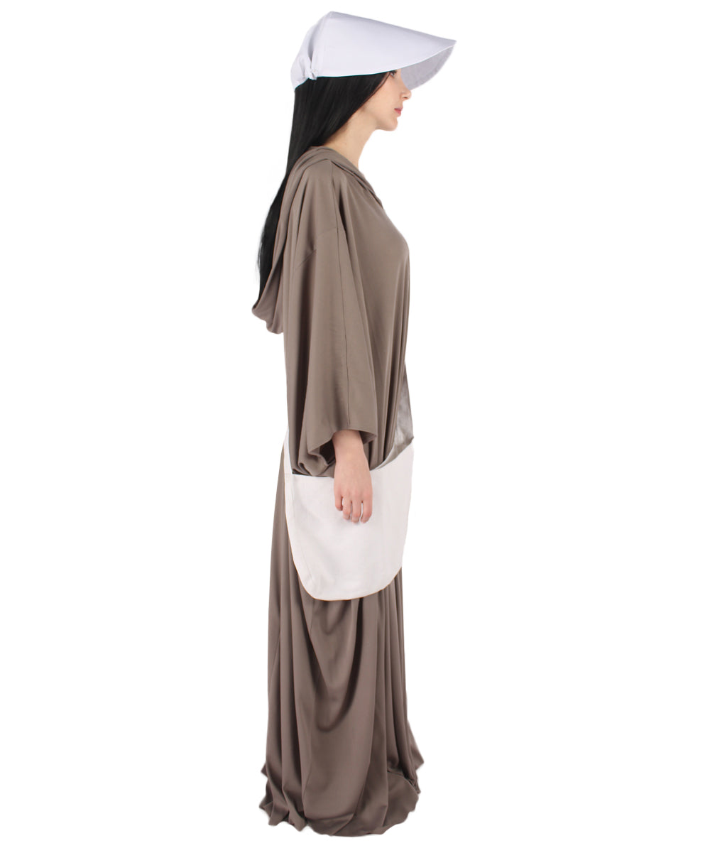 Women's Robe Handmaid Costume with Bag and Bonnet | Grey Fancy Costume