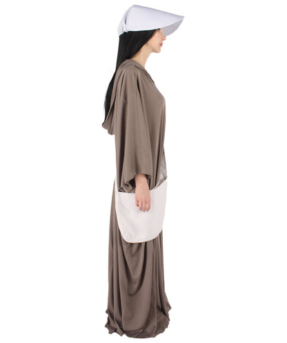 Women's Robe Handmaid Costume with Bag and Bonnet | Grey Fancy Costume