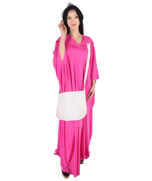 Women's Robe Handmaid Dress with Bag and Bonnet Costume | Fuchsia fancy Costume