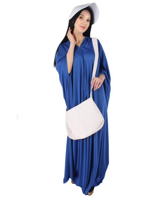 Women's Sky Robe Handmaid Costume with Bag and Bonnet | Blue Fancy Costume