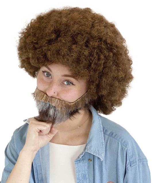 Brown 80's painter bob afro wig