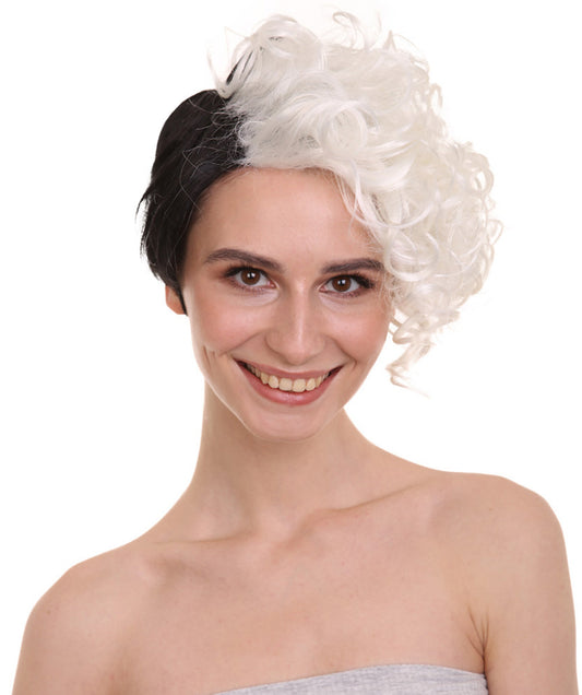Womens Wig TV/Movie Short Black & White Halloween Wig | Premium Breathable Capless Cap