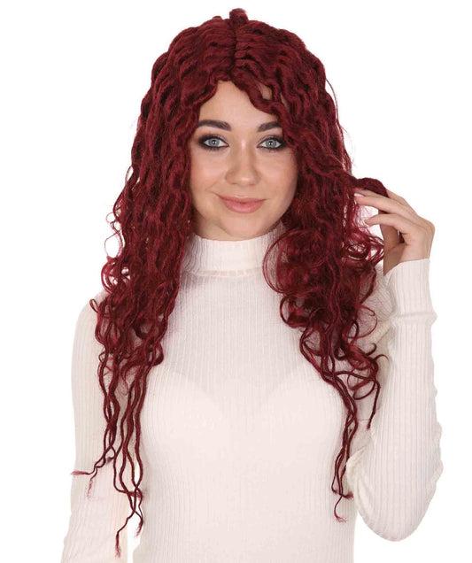 Fantasy Wine Red Curly Womens Wig | Fancy Fashion Wig | Premium Breathable Capless Cap
