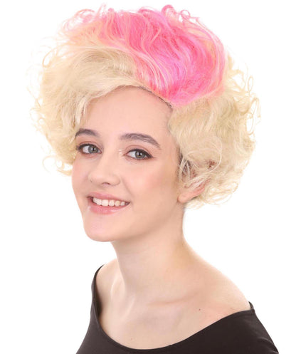 Womens Flapper Girl Wig | Fancy Pink Blond Halloween Wig | Premium Breathable Capless Cap