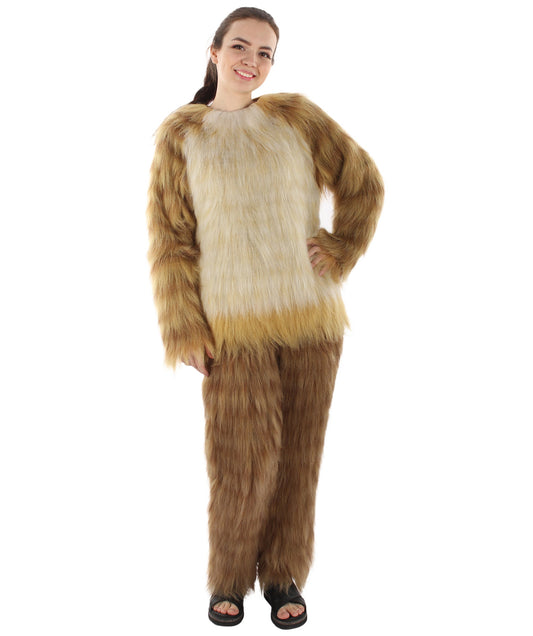 Furry Fox Collection | Women's White and Brown Straight Long Furry Fox Fancy  Costume with Tail