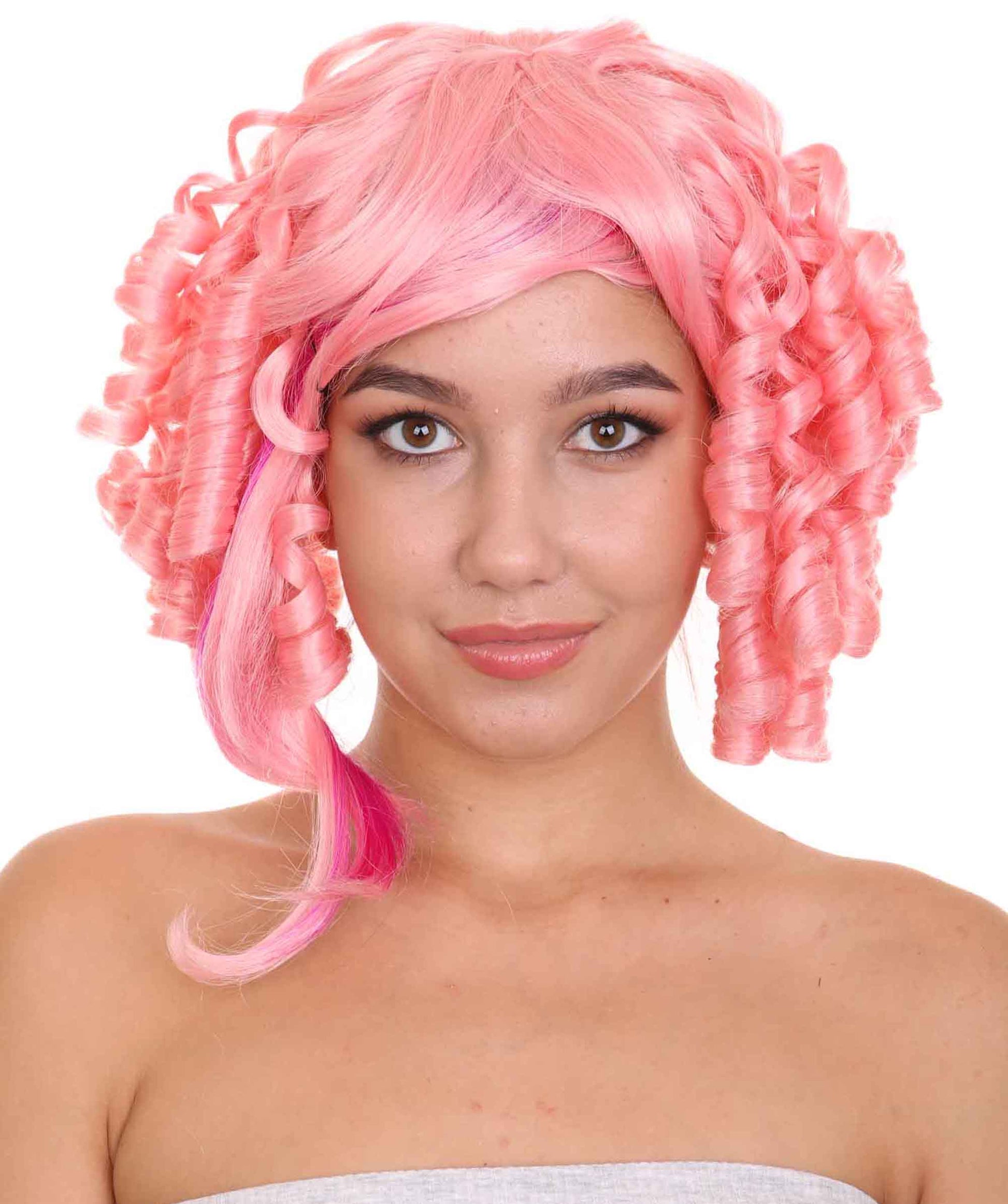 Neon Pink Curly Cosplay Wig