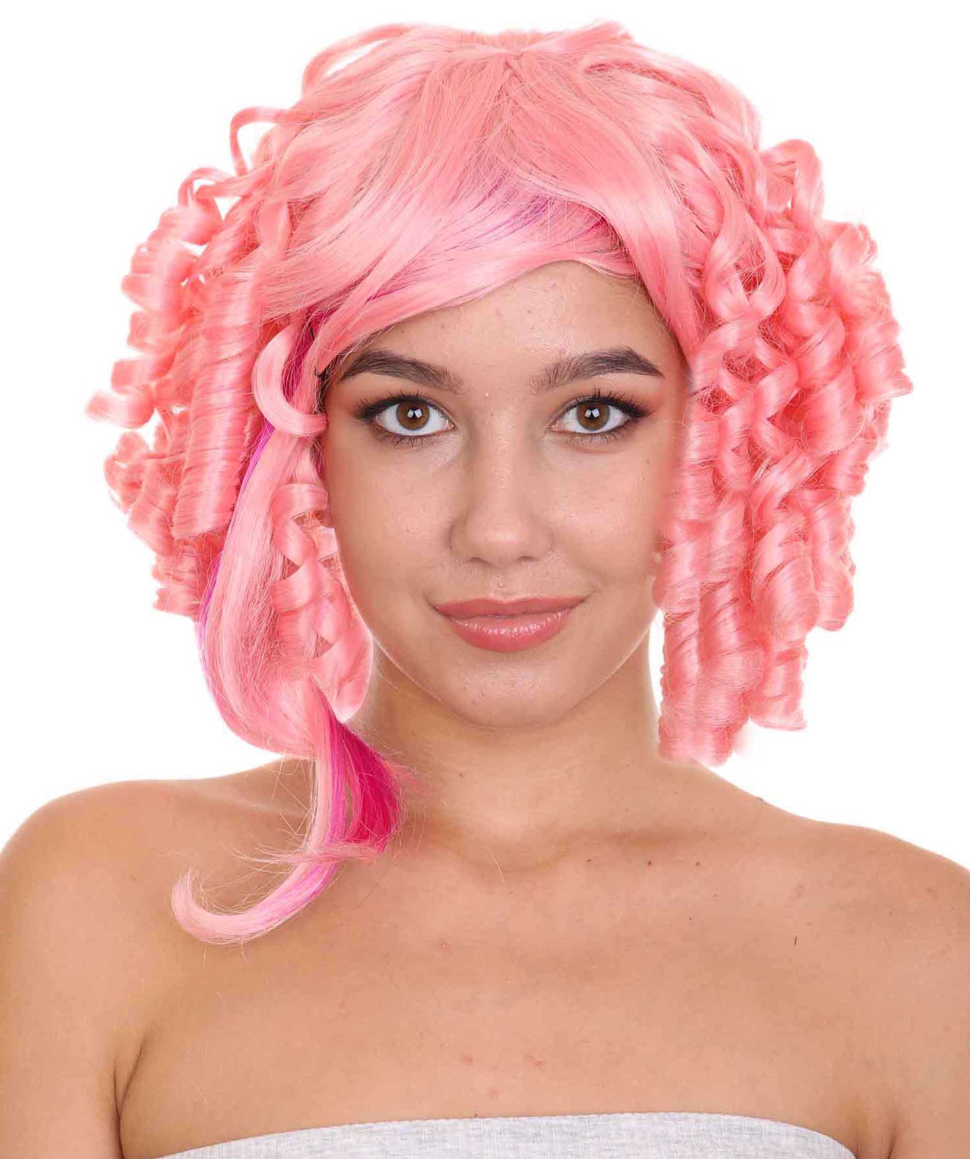 Neon Pink Curly Cosplay Wig