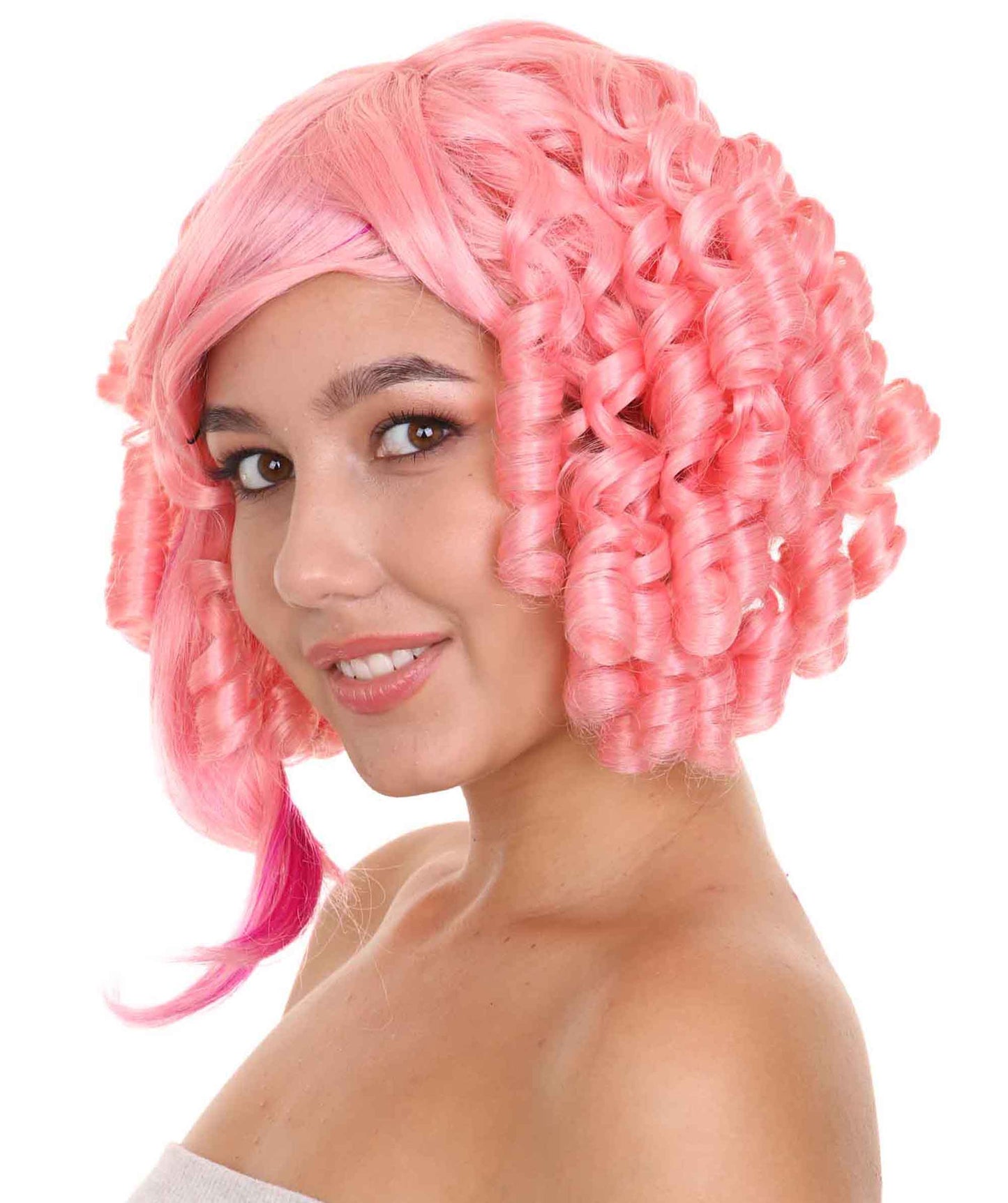 Neon Pink Curly Cosplay Wig