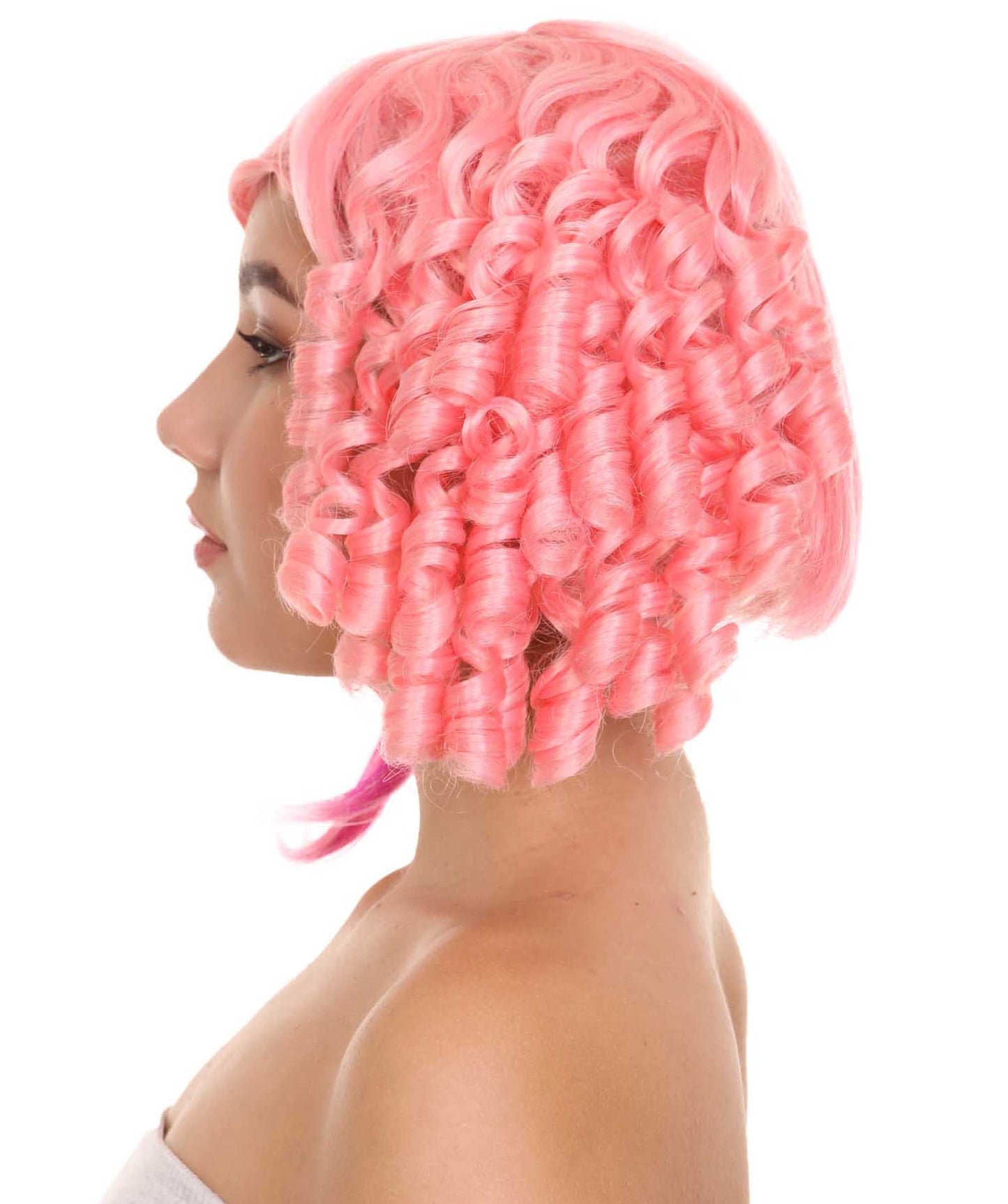 Neon Pink Curly Cosplay Wig