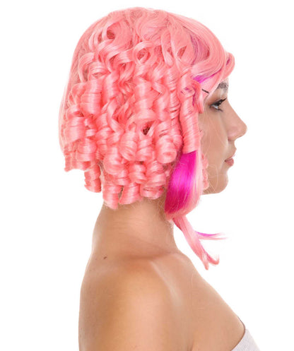 Neon Pink Curly Cosplay Wig