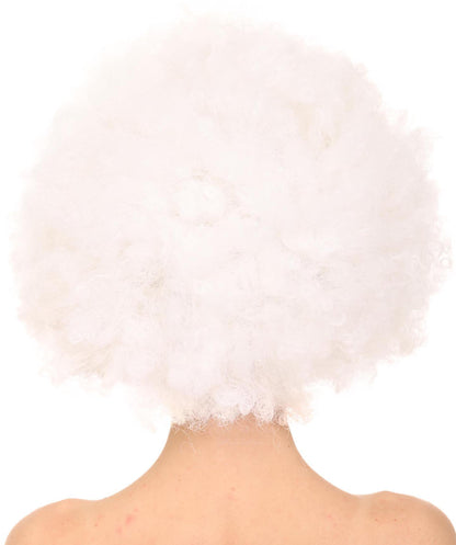 Glow-In-The-Dark Unisex Afro Wig | White Jumbo Super Size Stage/Event Fancy Halloween Wig | Premium Breathable Capless Cap