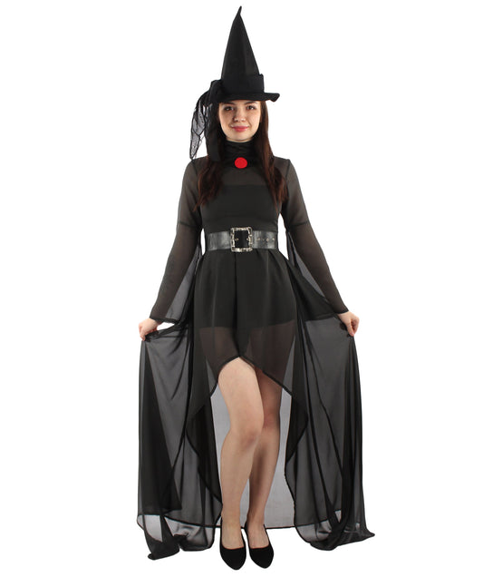 Women’s Gothic Witch Costume Set with Jacket Skirt Belt and Hat | Multiple Size Options