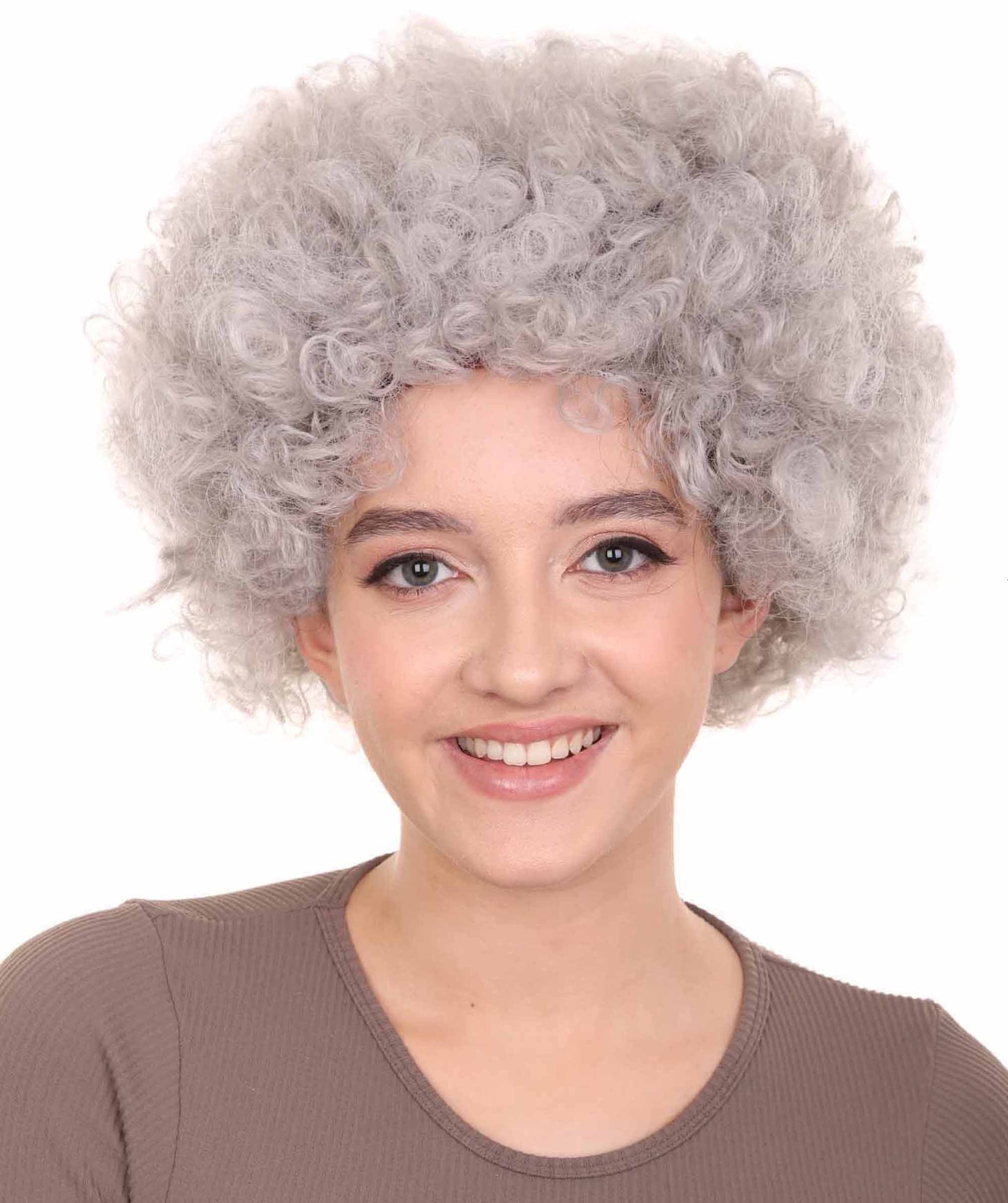 Grandma Grey Womens Wig | Super Size Jumbo Afro Fancy Halloween Wig | Premium Breathable Capless Cap