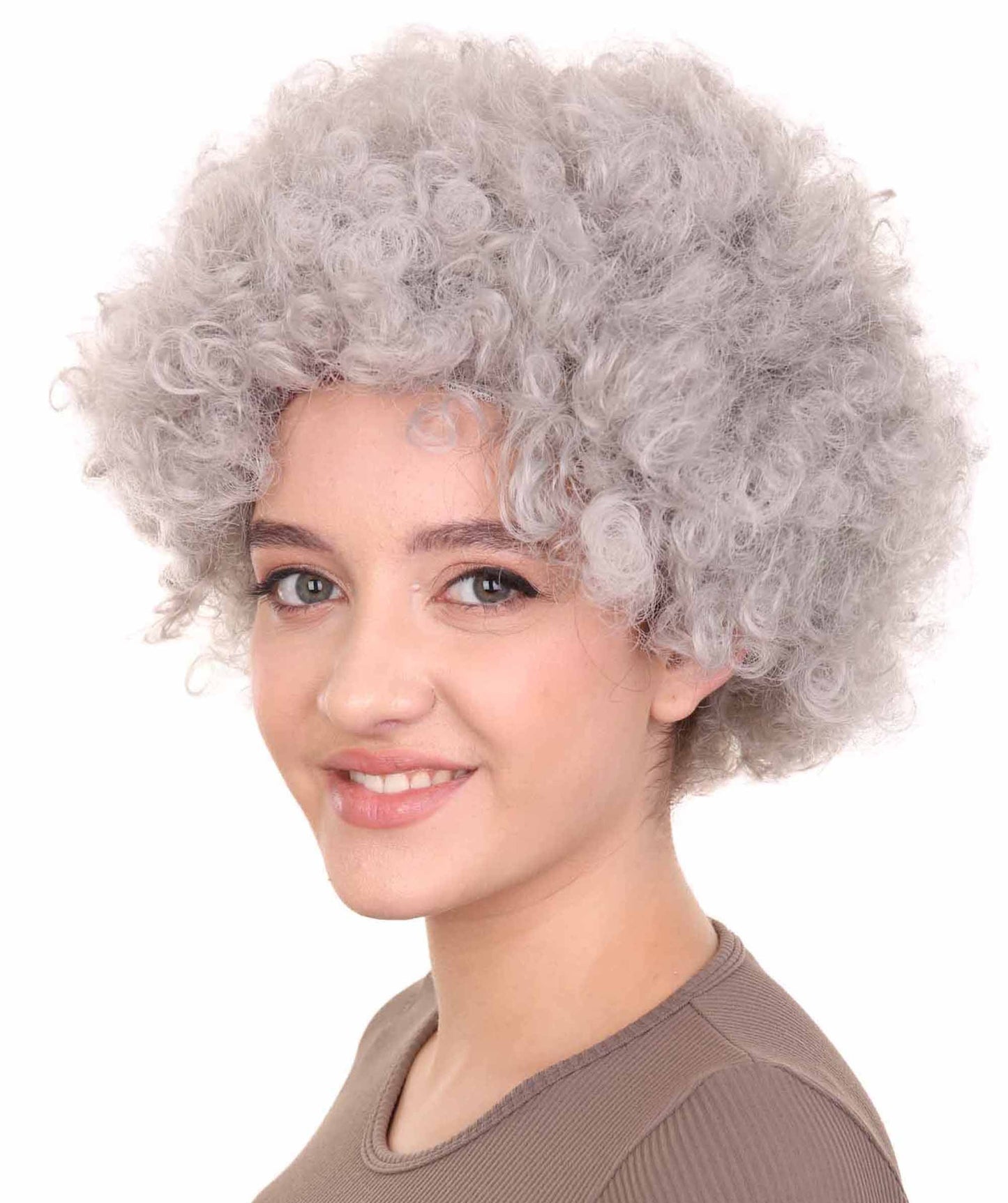 Grandma Grey Womens Wig | Super Size Jumbo Afro Fancy Halloween Wig | Premium Breathable Capless Cap