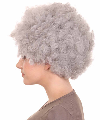 Grandma Grey Womens Wig | Super Size Jumbo Afro Fancy Halloween Wig | Premium Breathable Capless Cap