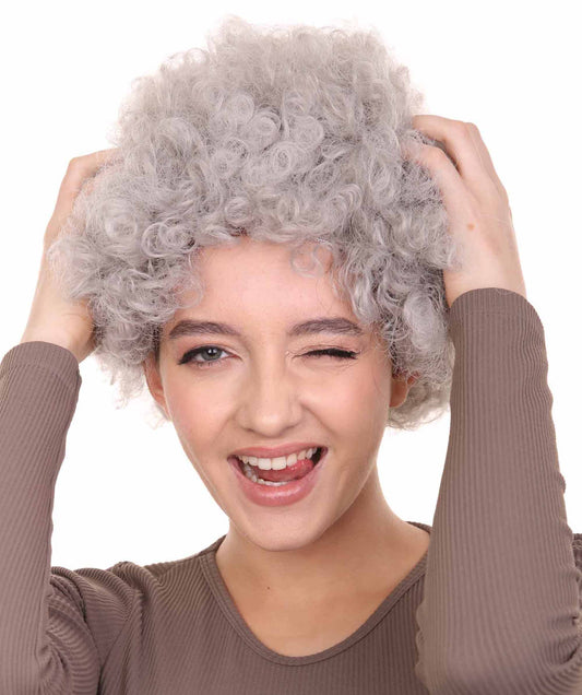 Grandma Grey Womens Wig | Super Size Jumbo Afro Fancy Halloween Wig | Premium Breathable Capless Cap