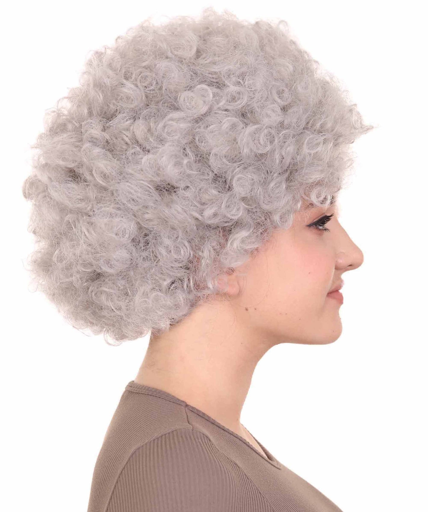 Grandma Grey Womens Wig | Super Size Jumbo Afro Fancy Halloween Wig | Premium Breathable Capless Cap