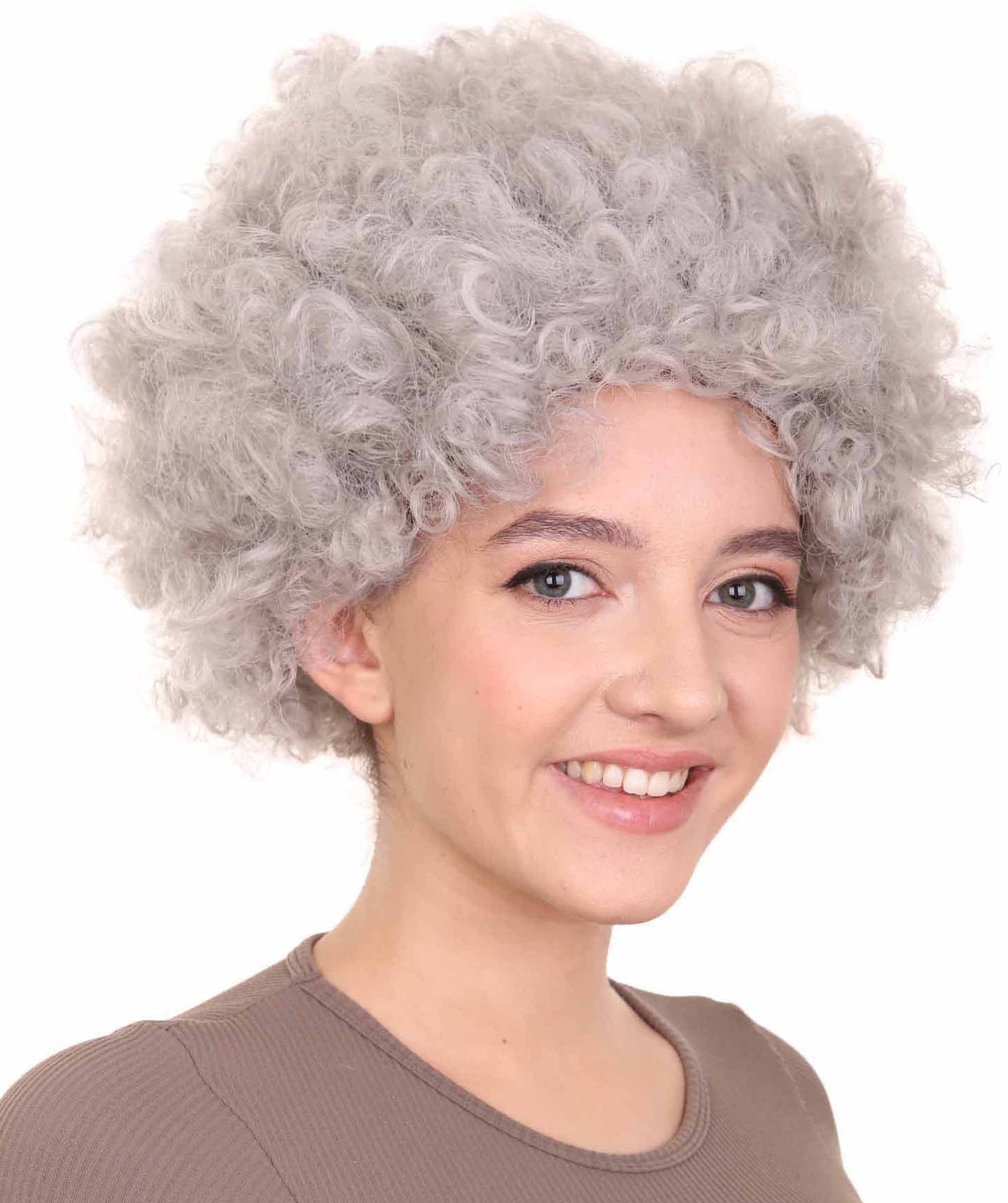 Grandma Grey Womens Wig | Super Size Jumbo Afro Fancy Halloween Wig | Premium Breathable Capless Cap