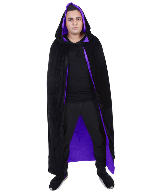 Black & Purple Men's Reversible Hooded Cape Costume