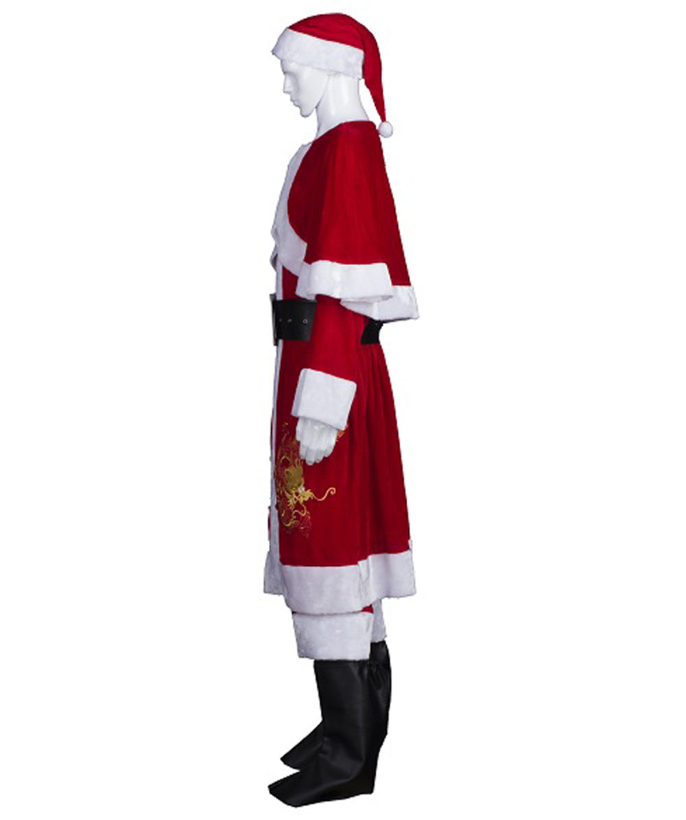 Men's Deluxe Santa Claus with Embroidered Dragon logo Holiday Costume | Multi Halloween