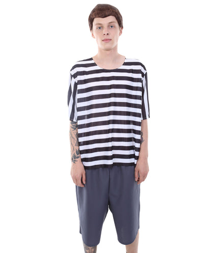 Men's Striped TV/Movie Costume | Black and White Fancy Costume