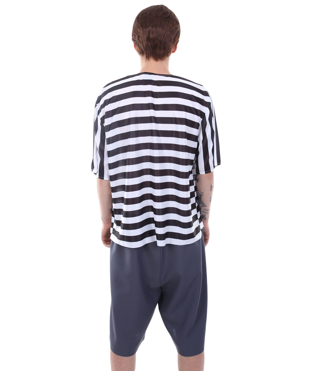 Men's Striped TV/Movie Costume | Black and White Fancy Costume