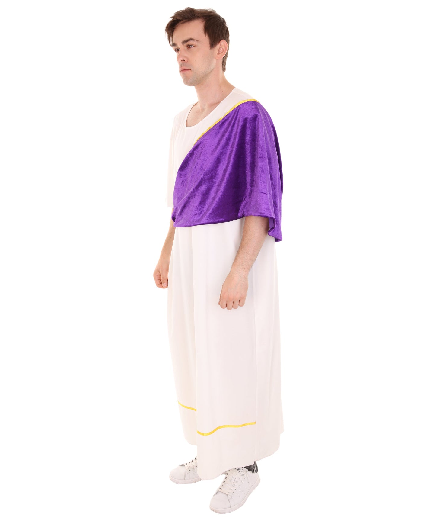 Men's Roman Dictator Historical Costume | White and Purple Fancy Costume