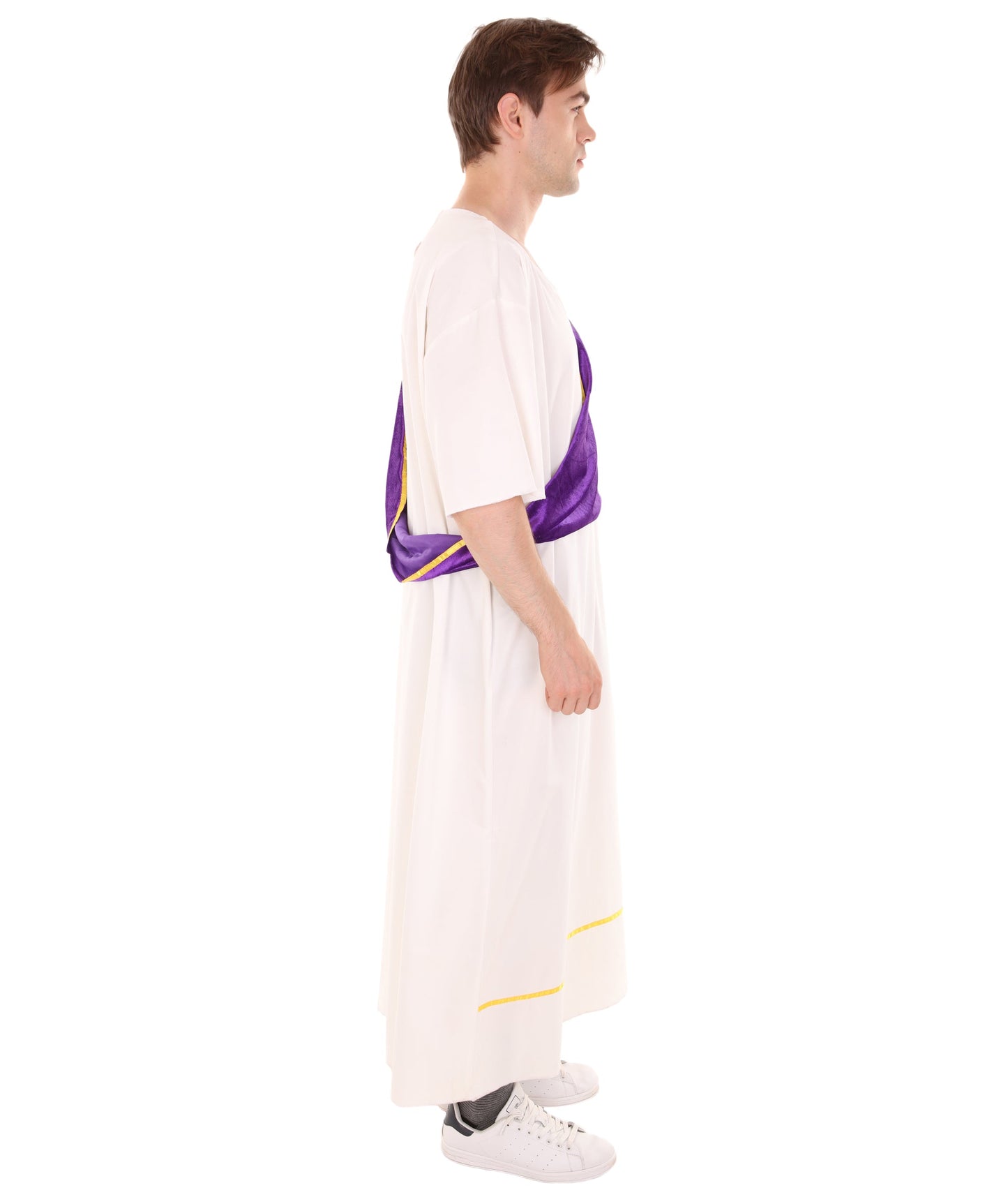 Men's Roman Dictator Historical Costume | White and Purple Fancy Costume